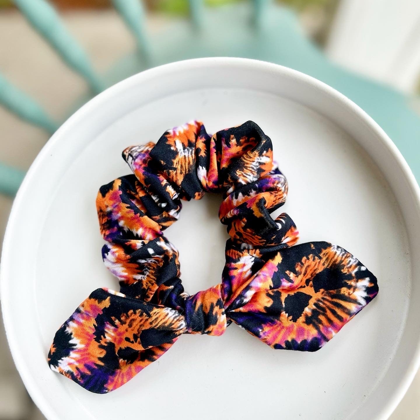 Skull Tie Dye Tied Scrunchie