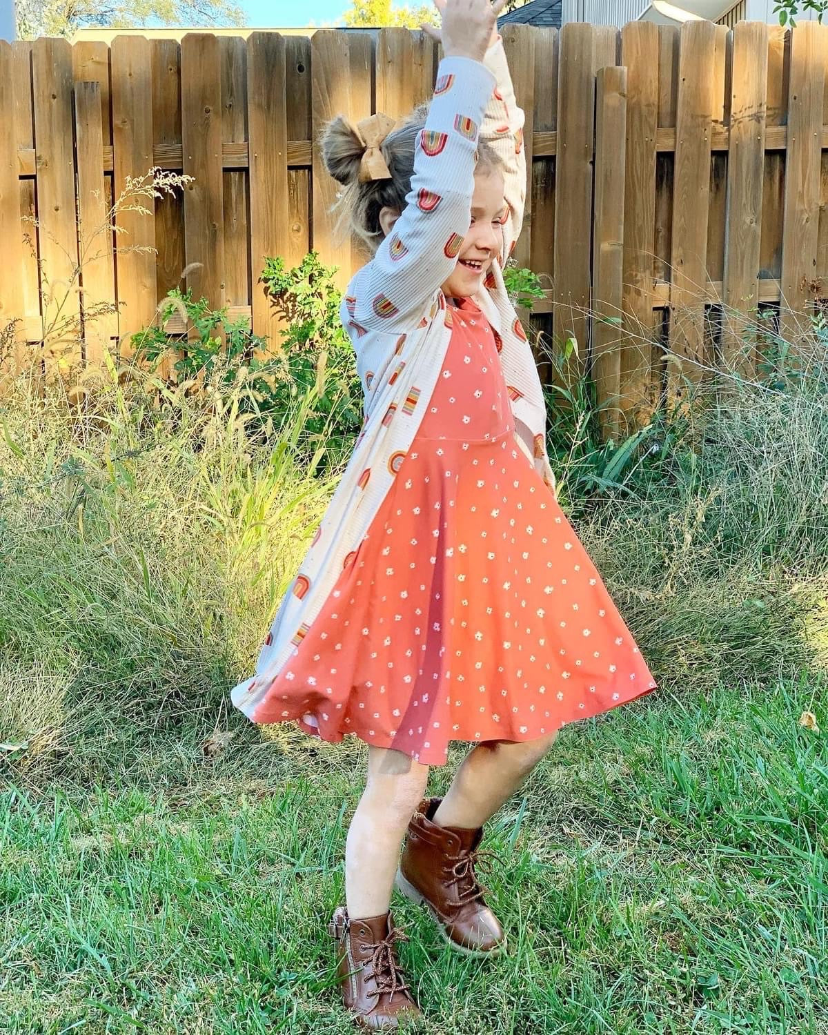 Embroidered Look Floral Webs Twirl Dress